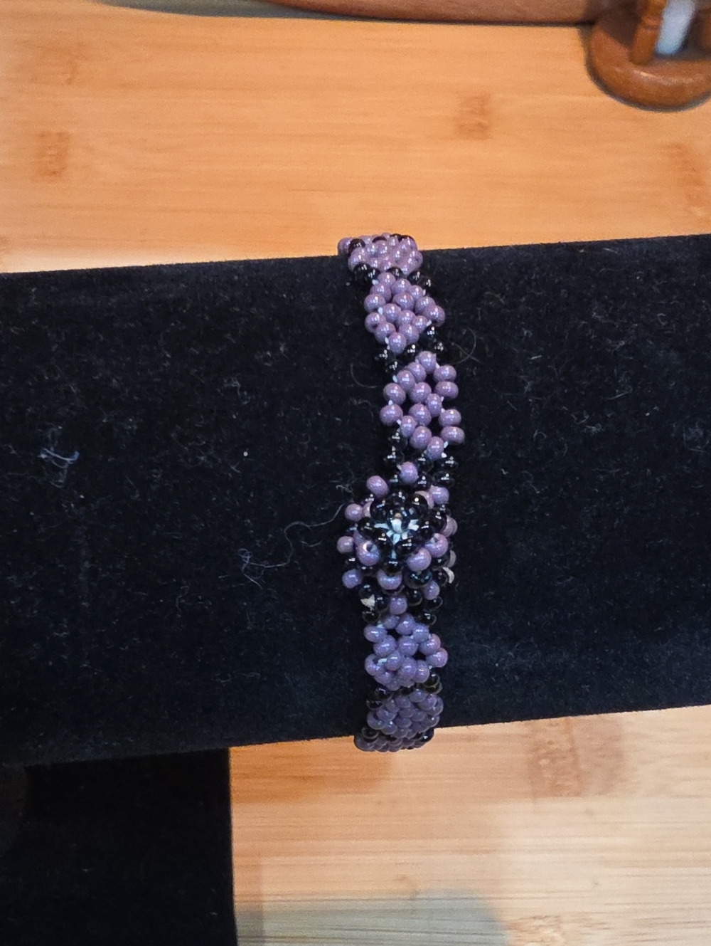 Purple Beaded Floral Cluster Bracelet